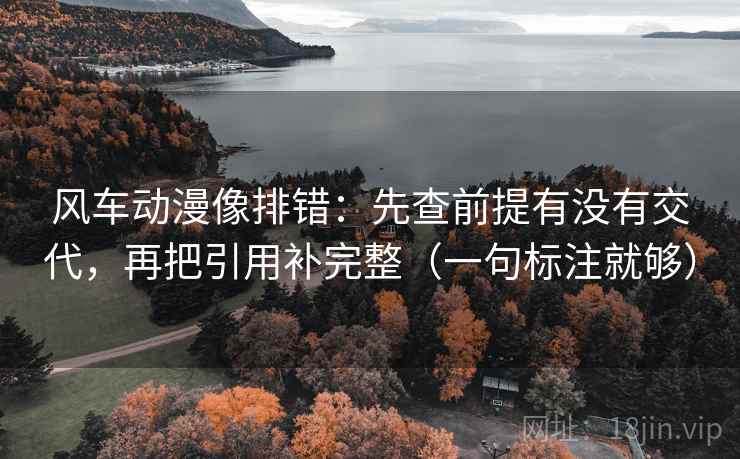 风车动漫像排错：先查前提有没有交代，再把引用补完整（一句标注就够）